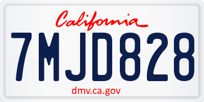 CA license plate 7MJD828