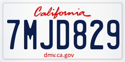 CA license plate 7MJD829