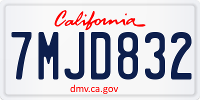 CA license plate 7MJD832