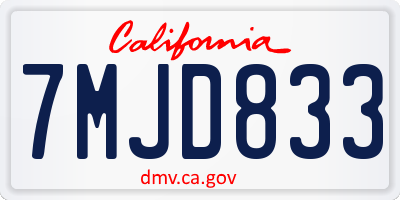 CA license plate 7MJD833