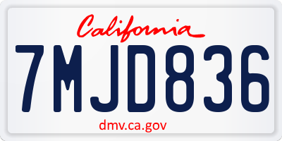 CA license plate 7MJD836
