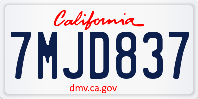 CA license plate 7MJD837