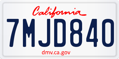 CA license plate 7MJD840
