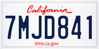 CA license plate 7MJD841