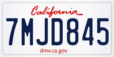 CA license plate 7MJD845