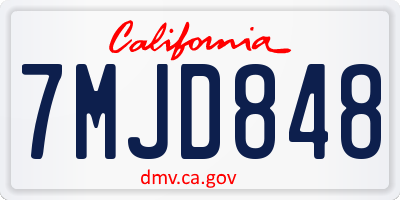 CA license plate 7MJD848