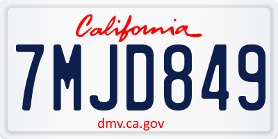 CA license plate 7MJD849