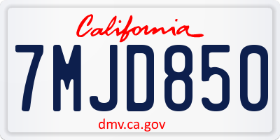 CA license plate 7MJD850