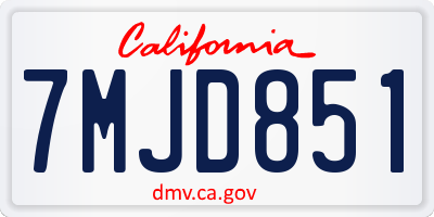 CA license plate 7MJD851