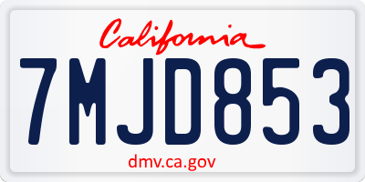 CA license plate 7MJD853