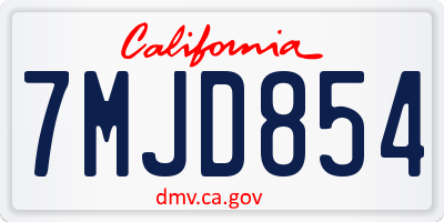 CA license plate 7MJD854