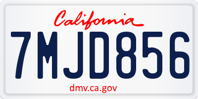 CA license plate 7MJD856