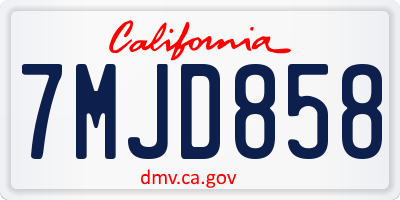 CA license plate 7MJD858