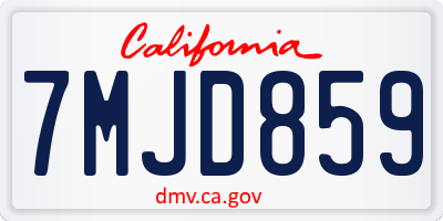 CA license plate 7MJD859
