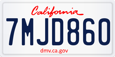 CA license plate 7MJD860