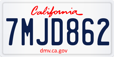 CA license plate 7MJD862