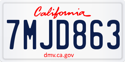 CA license plate 7MJD863