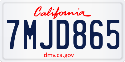 CA license plate 7MJD865