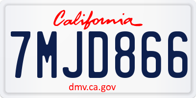 CA license plate 7MJD866