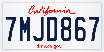 CA license plate 7MJD867