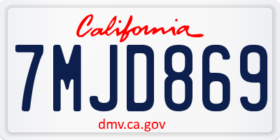 CA license plate 7MJD869