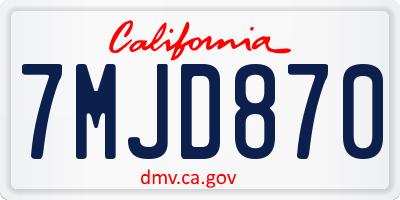 CA license plate 7MJD870