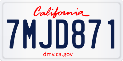 CA license plate 7MJD871
