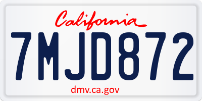 CA license plate 7MJD872