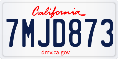 CA license plate 7MJD873