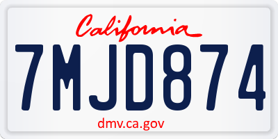 CA license plate 7MJD874