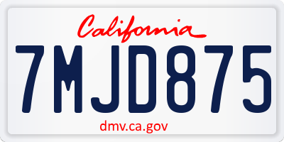 CA license plate 7MJD875