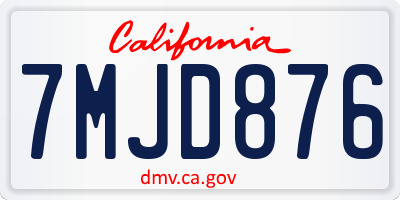 CA license plate 7MJD876