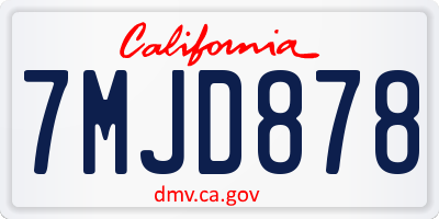 CA license plate 7MJD878