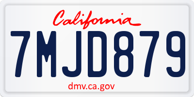 CA license plate 7MJD879
