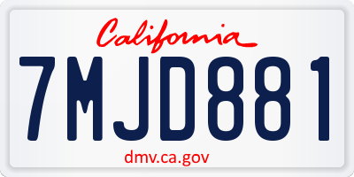 CA license plate 7MJD881