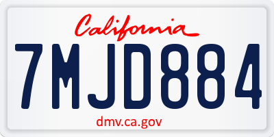 CA license plate 7MJD884