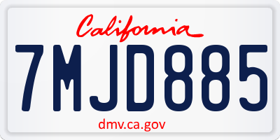 CA license plate 7MJD885