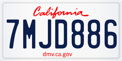 CA license plate 7MJD886