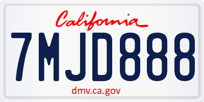 CA license plate 7MJD888