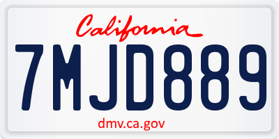 CA license plate 7MJD889