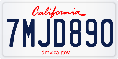 CA license plate 7MJD890