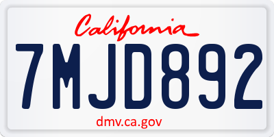 CA license plate 7MJD892