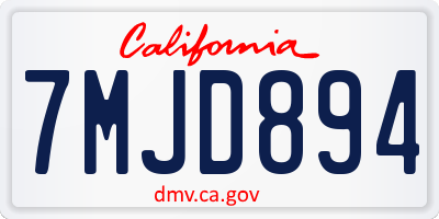 CA license plate 7MJD894