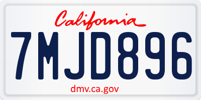 CA license plate 7MJD896