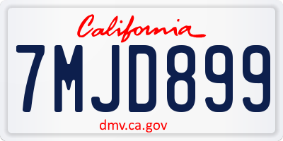 CA license plate 7MJD899