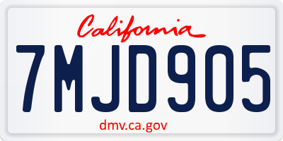CA license plate 7MJD905