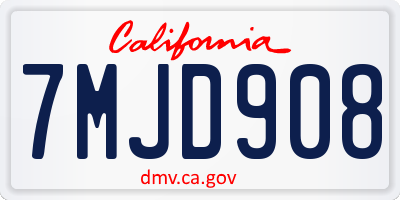 CA license plate 7MJD908
