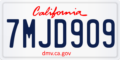 CA license plate 7MJD909