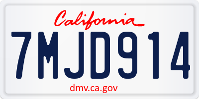 CA license plate 7MJD914