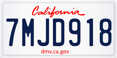 CA license plate 7MJD918